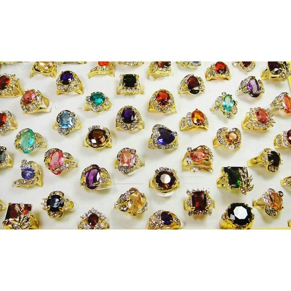 

rings fashion classic rhinestone zirconia gold plated finger for women whole bulk jewelry lot ing, Silver