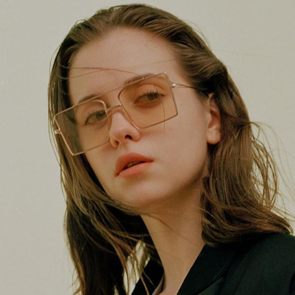 

marc fashion sunglasses women oversize accessories 2020 ocean lens rectangle female sun glasses green black brown square eyewear, White;black
