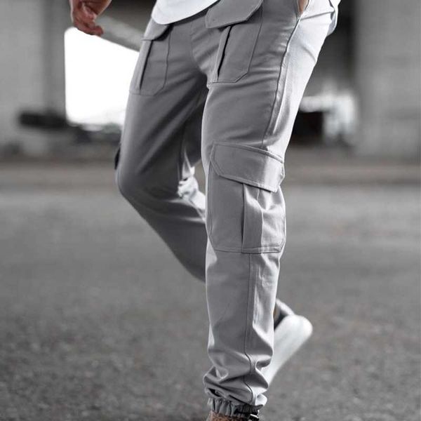 

2020 multi pocket cargo pants men streetwear vintage hip hop male trousers harajuku men joggers drawstring elastic outdoor pants, Black