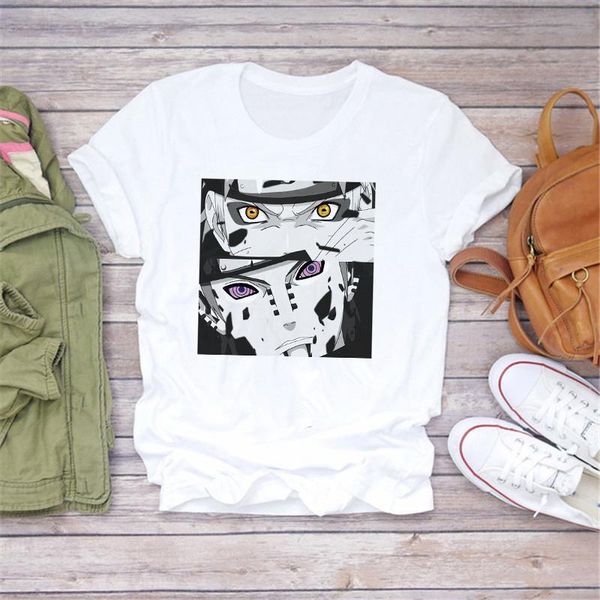 

naruto fashion japanese anime t shirt sasuke funny cartoon t-shirt casual cool women tshirt couple hip hop, White