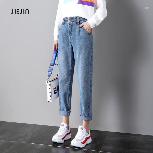 

jeans female autumn 2020 new kind of student korean edition loose slender straight cylinder net red daddy pants1, Blue