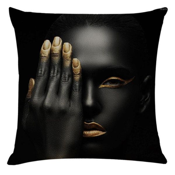 

home decor bedroom cushion cover african nation style women female portrait pillowcase square linen blend throw pillow covers1