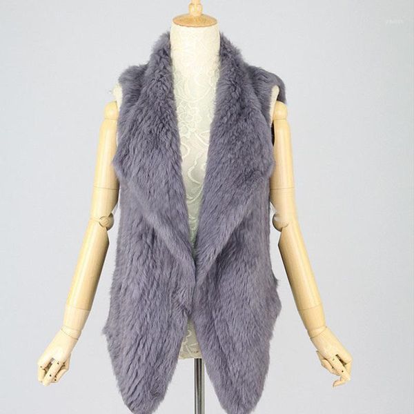 

fall winter elegant fashion warm fur knitted black vest women 2xl turn-down collar sleeveless jacket wh5531, Black;white