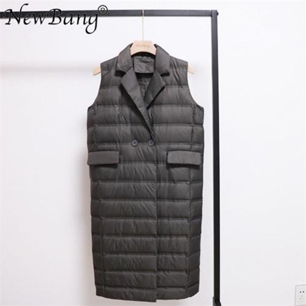 

newbang women's vest ultra light vests women female down coat long sleeveless windproof lightweight warm waistcoat c1204, Black