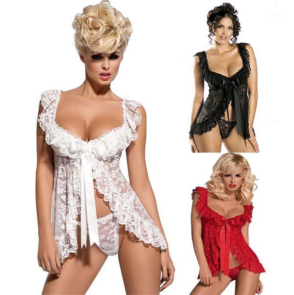 

women's sleepwear wholesale- women nightwear summer style plus size 3xl 4xl 5xl 6xl lingerie sleeping night lady underwear dress+g-stri, Black;red