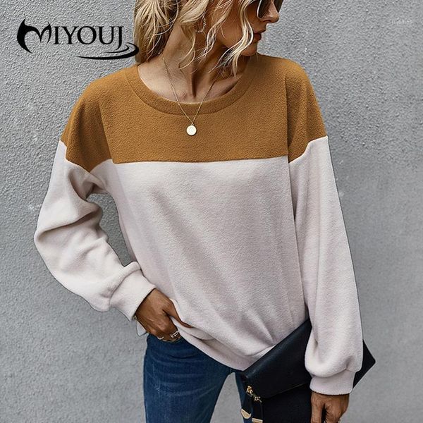 

miyouj simple patchwork women's clothing 2020 autumn long sleeve o-neck collar women sweatshirts1, Black
