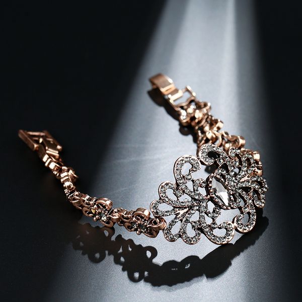 

women kinel luxury gray crystal flower bracelet for antique gold turkish wedding jewelry new, Golden;silver