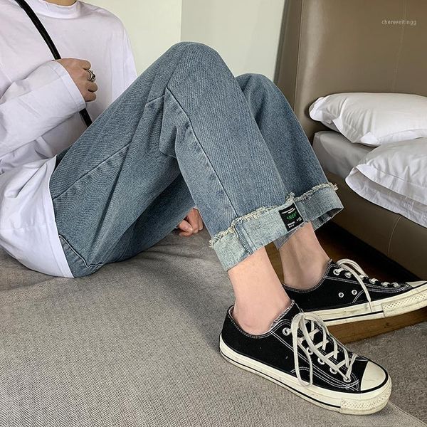 

2020 spring and autumn new youth popular loose straight jeans fashion casual solid color trousers black / blue / grey -2xl1