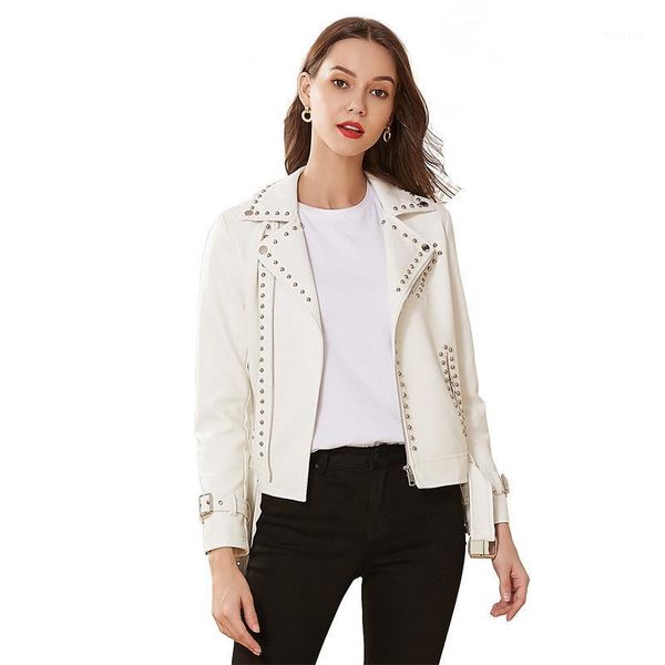 

rivet harajuku women spring korean pu leather jacket womens fashion personality slim leather jacket outwear1, Black