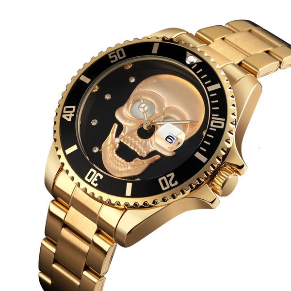 

2021 net red with diamond skull head luminous men's waterproof quartz watch ing