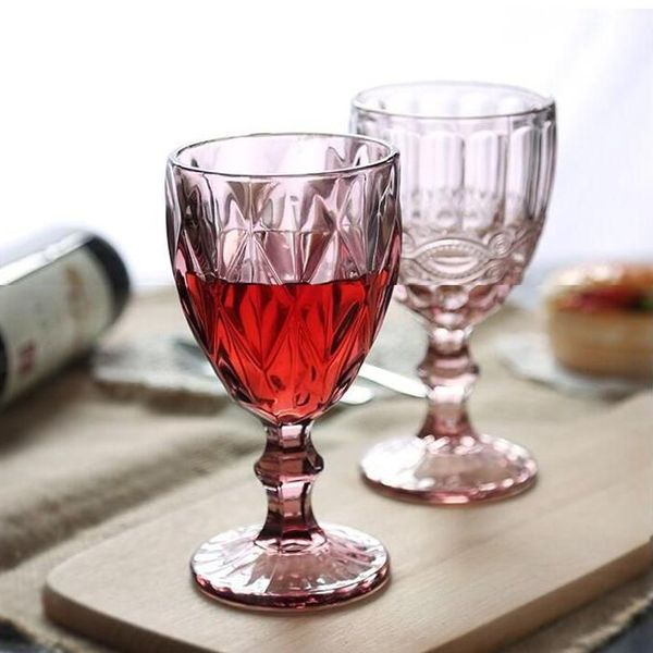 

colorful 240ml 300ml vintage red goblet juice wine glass home creative thickening drinking cup q1222