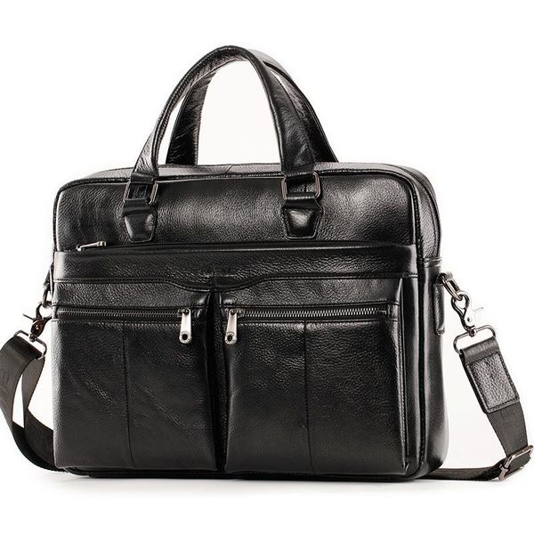 

leather men's briefcase multi functional casual messenger bag retro style leather one shoulder briefcase 37*28cm