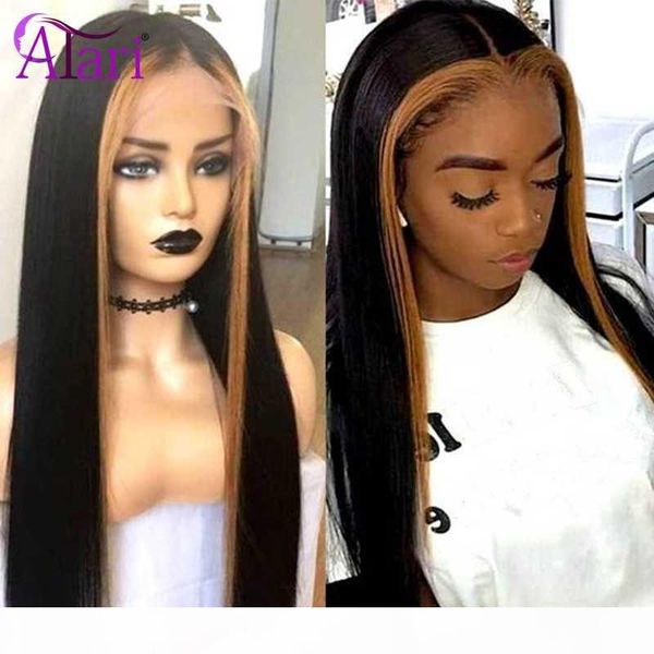 

1b 27 ombre highlight wig 13x6 straight lace front wigs transparent wigs for black women brazilian human hair lace frontal, Black;brown