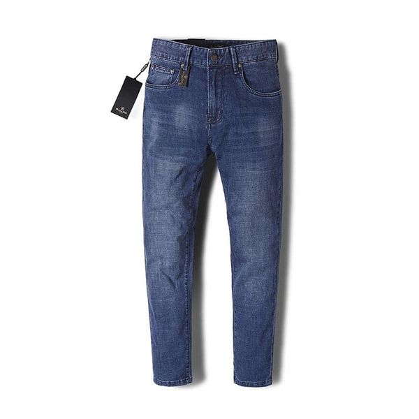 

men's jeans spring streetwear men trendy fashion slim skinny stretch casual straight motorcycle pant male pencil denim trouser size 38, Blue