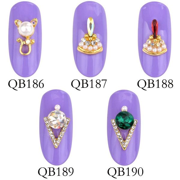 

nail art decorations 10pcs 3d color rhinestones glitter wholesale jewelry lots glass rhinestone charms diy, Silver;gold