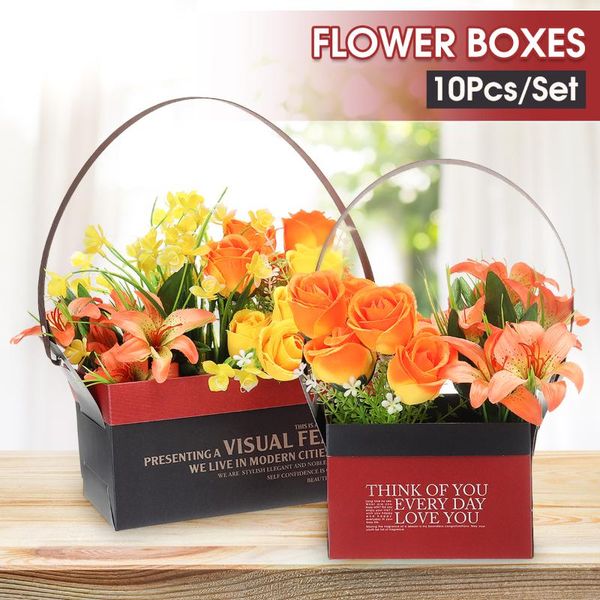 

gift wrap 10pcs/set kraft paper bag flower box handbag bouquet florist bags double sided valentine's day rose boxes party decoration