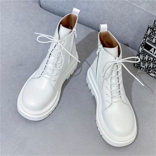 

new autumn 2021 of plutonium women ladies with no slip chunky heel army boots short female boot shoes 40 aidc, Black