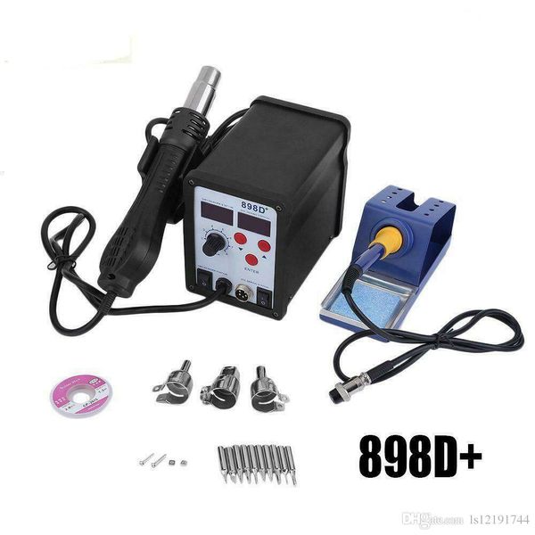 

898d+ 2in1 smd rework soldering station iron esd welder desoldering gun 110v
