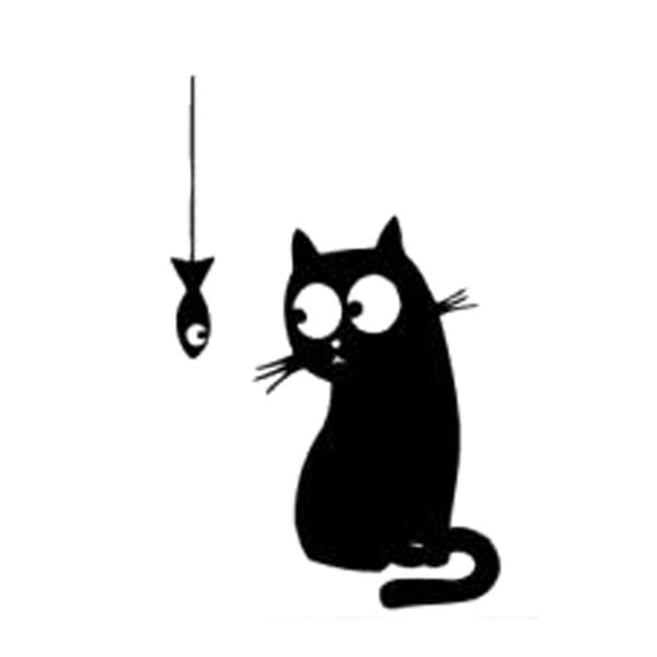 

7.8cm*11.9cm cat fish funny animal car styling motorcycle car sticker black/silver s3-6545