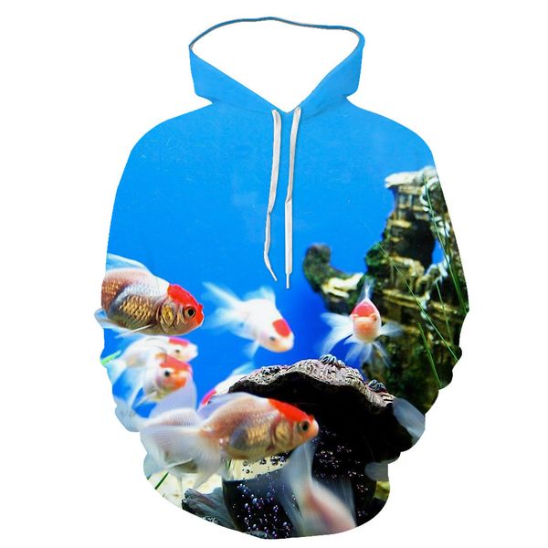 

men's and women's 3-d hoodies, 3-d hoodies, ocean, fish's ocean, motorcycles, outdoor sportswear, Black