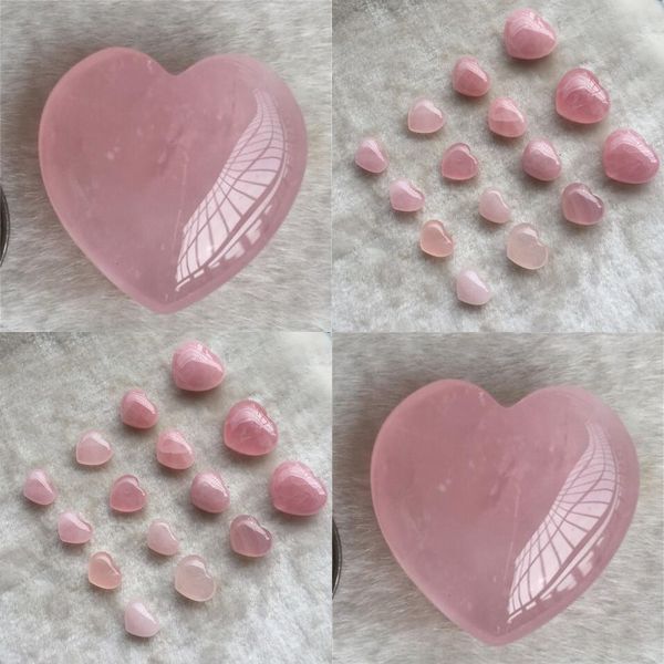 Cristais Naturais Pedras Pedras HeartsHaped Love Pink Curing Ornaments Esculpidos Artes e Artesanato Gemstone Womens Belo novo 5Tr3 M2