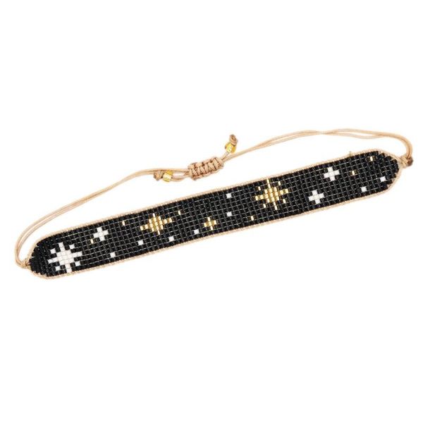 

bluestar 2021 fashion star miyuki bracelet bead bangles women handmade charm bracelet tassel woven friendship, Black