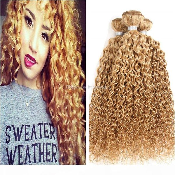 

honey blonde human hair weaves color 27 kinky curly peruvian virgin hair 3 bundle deals afro kinky human hair bundles fast shiping, Black;brown