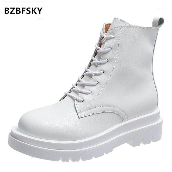 

boots autumn women round toes soft black leather motorcycle punk gothic shoes combat white for women1