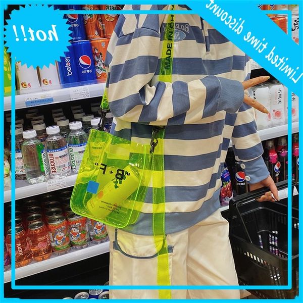

korean one shoulder transparent jelly for women 2020 new letter harajuku soft student girl heart messenger bag