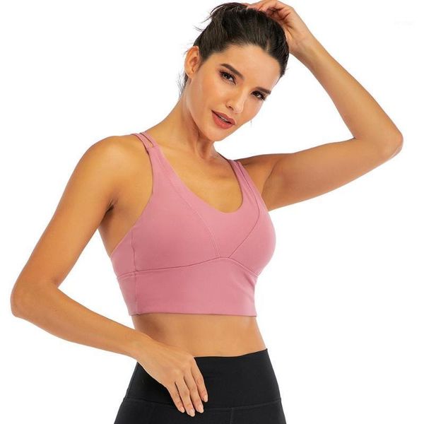 

gym clothing women high impact strappy criss cross back sports running bra for plus size1, White;black