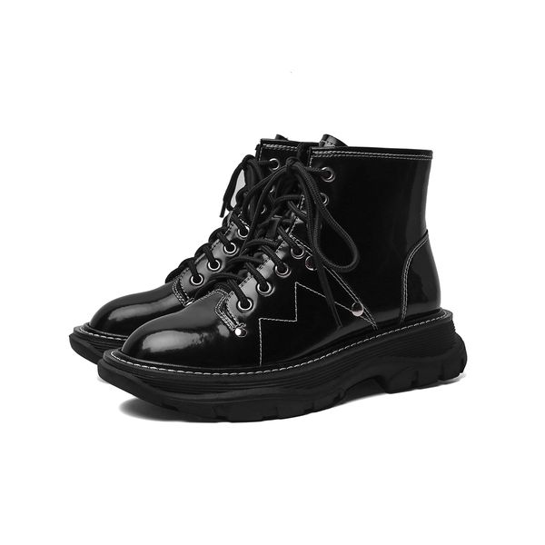 

women's boots 2021 cowhide short british boots, geometric black boots. uxcf