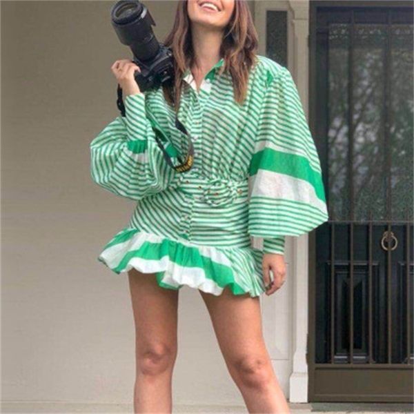 

2021-new green woman wearing striped p04r, Black;gray