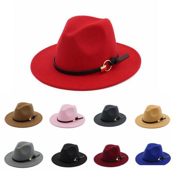 

мужская fedora hat для джентльмена шерстяных широкий брим джаз церковь околышем широкий плоский брим джаз шляпы стильный trilby панама caps, Blue;gray