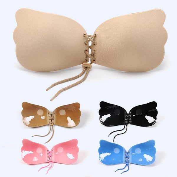 

women invisible bra super push up bra self-adhesive sticky/wedding party front strapless bras a b c d bralette1, Red;black