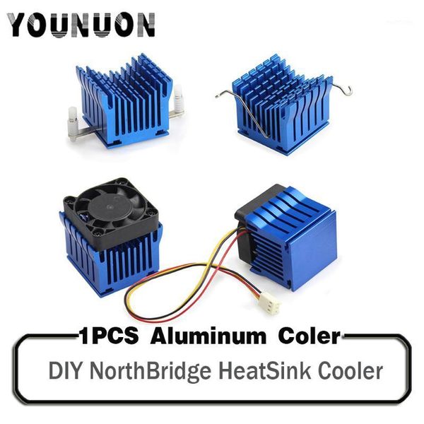 

1 piece diy aluminium northbridge heatsink cooler blue radiator w/4cm 40mm 4010 4020 fan for pc computer case heat sinks cooling1