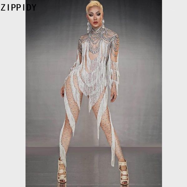 

white tassels dummy stones spandex jumpsuit dj female singer show bodysuits leggings women birthday dance prom wear1, Black;red