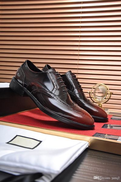 

sp fashion print genuine leather shoe men formal luxury dress shoes british gentleman brogue shoes slip-on men oxfords shoes 33, Black