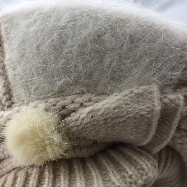 

новые регулируемые зимние женщины rmabbit меховой шар шаг зимняя шапка девушка трикотажные шляпы черепочки новая толстая женская cap wmtqsk, Black;white