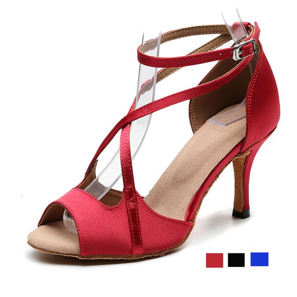 

2021 new women high heel ballroom latin dance red soft sole salsa bachata dancing shoes for party girls practice latino dance-shoes gzry, Black
