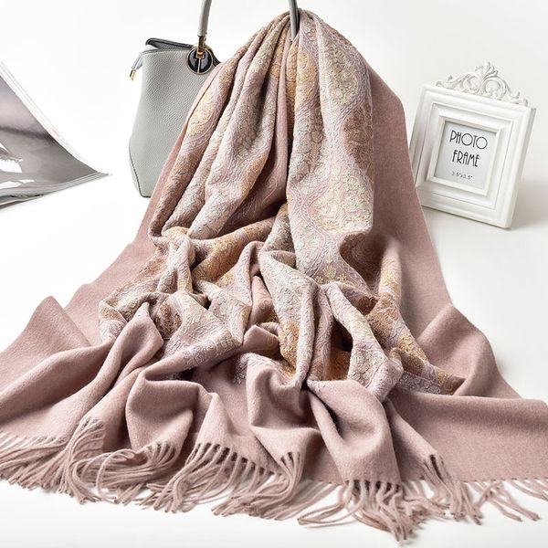 

женский свадебный шарф 100% шали и обертки бренда 2020 подружек невесты вышитые пашмин для женских шерстяных шарфов 0угу, Blue;gray