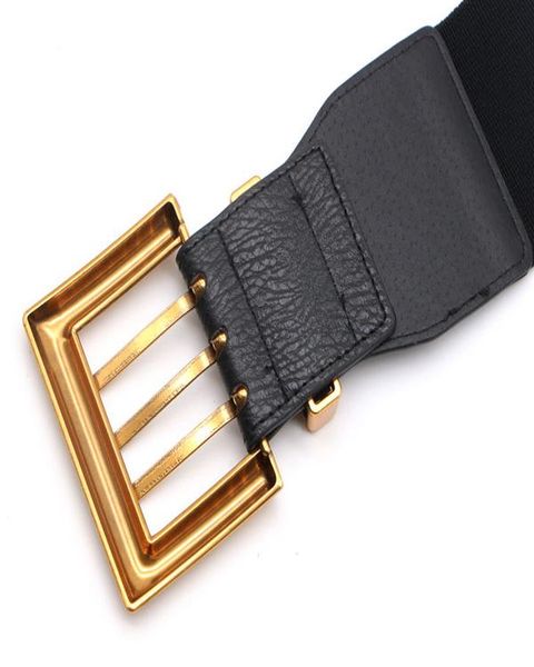 

роскошные черные пояса для платья широкий эластичный искусственный кожаный ремень стретч пояс винтажный квадратный сплава пряжка талии уплот, Black;brown