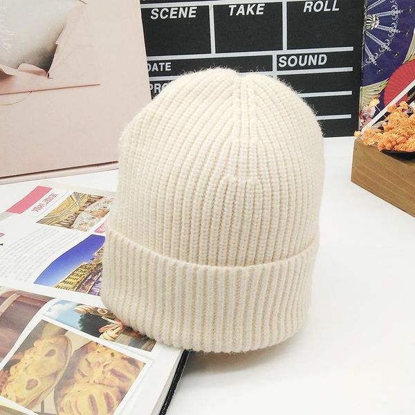 

cokk soft wool double knitting thick bonnet beanie cap solid warm winter hats for women's cap skullies beanies female hat bonnet swy sq, Blue;gray