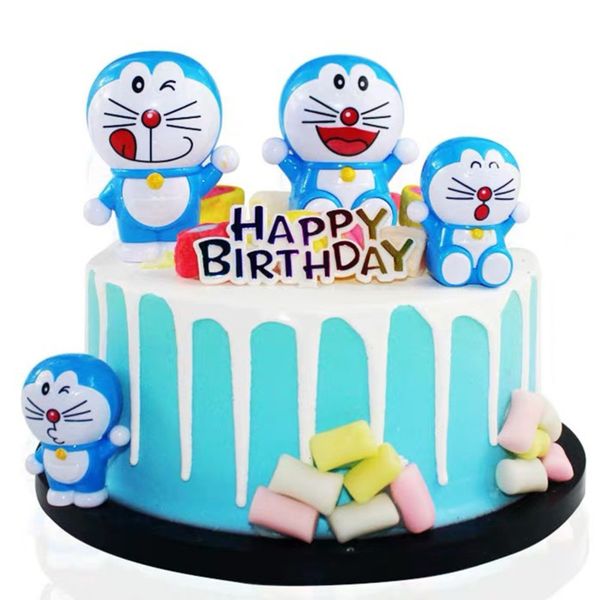 

4pcs/set japanese anime action figures car birthday cake decoration doraemon garage model kits toy