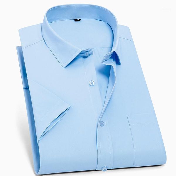 

qisha men casual shirt short sleeve business regular fit male dress shirt white blue twill plain large8xl 7xl 6xl 5xl1, White;black
