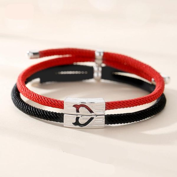 

little devil couple bracelet s925 sterling silver men and women a pair of creative love red rope long distance love hand rope, Black