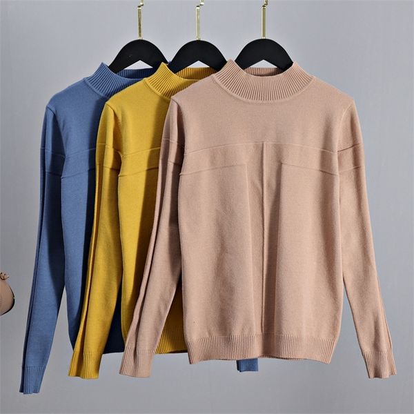 

gigogou thick warm knitwear women turtleneck sweater autumn winter long sleevve pullovers soft female jumper pull femme 201223, White;black