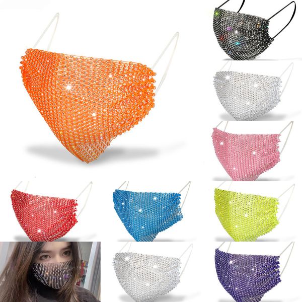

2021 designer fashion face women's sunscreen mask with diamond masks trendy rhinestone facemask 6 ndjq1