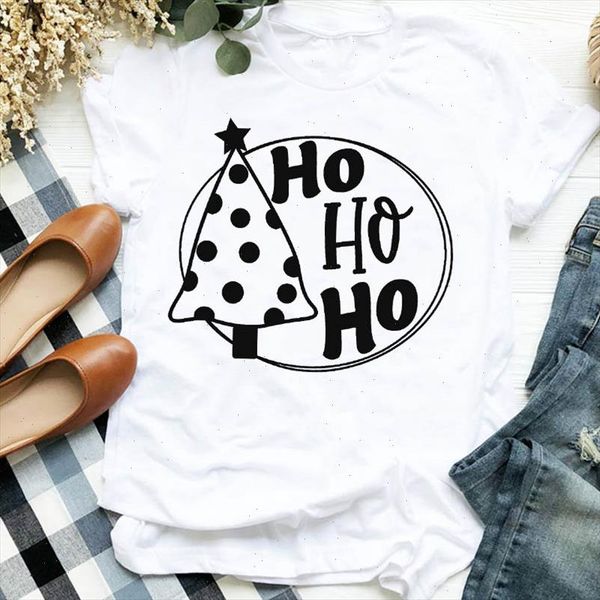 

women lady 90s star tree snow new year autumn winter merry christmas tshirt female graphic clothes shirt t tee t shirt, White