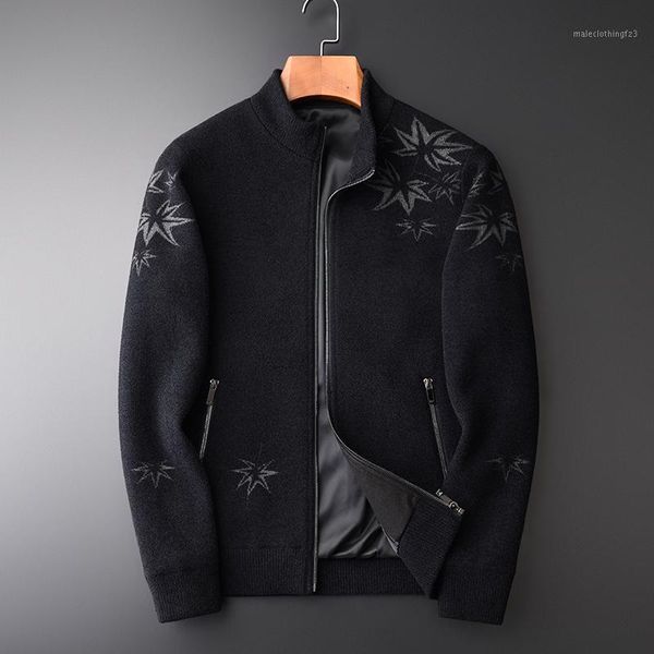 

men's sweaters stand collar sweater man winter luxury thick napping fabric cardigan mens slim fit keep warm male -4xl1, White;black