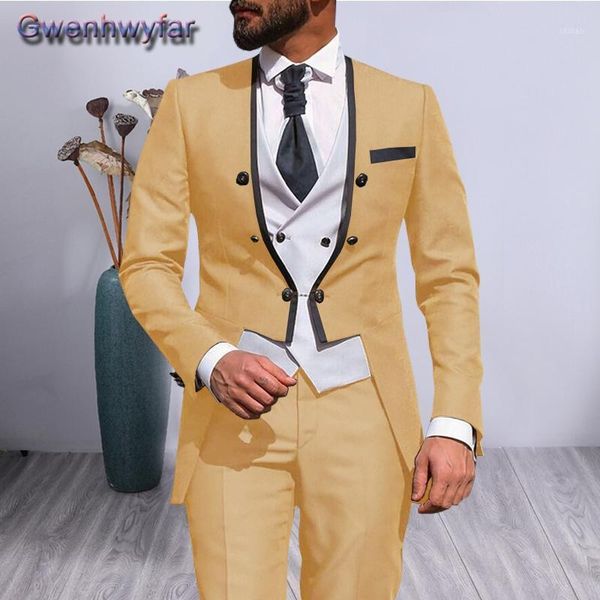 

gwenhwyfar plus size men suit for wedding party, v-neck double breasted slim fit groom tuxedos,custom made blazers vest pants1, White;black